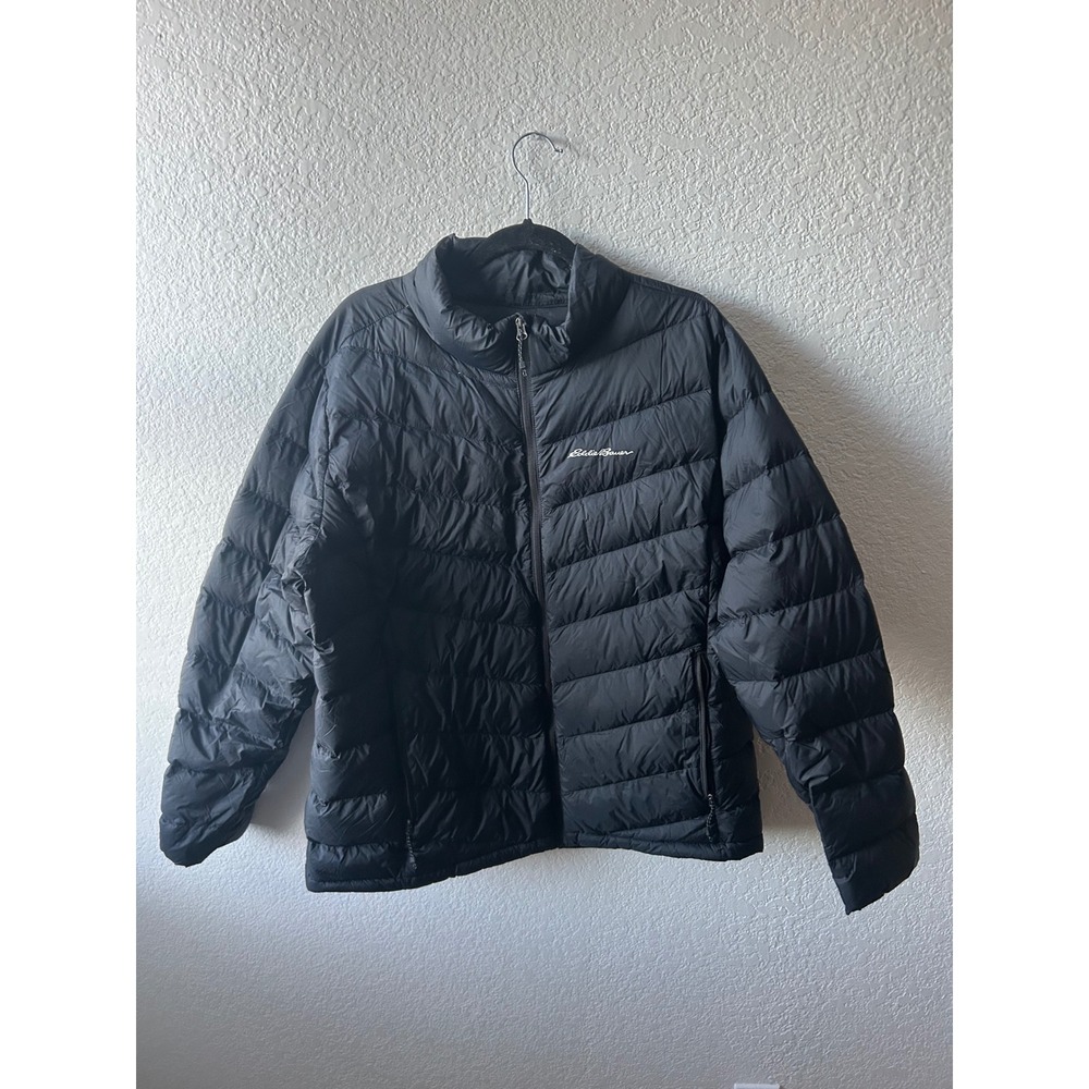 Eddie Bauer Packable Down Jacket Black EB650 Full Zip XXL Essential Gorpcore